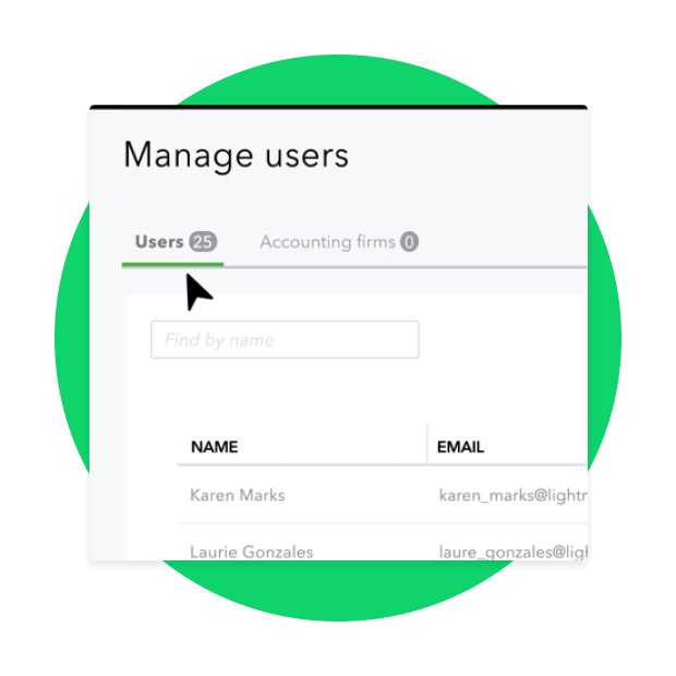 A graphic lays out how to manage users in QuickBooks.